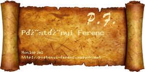 Pöstényi Ferenc névjegykártya